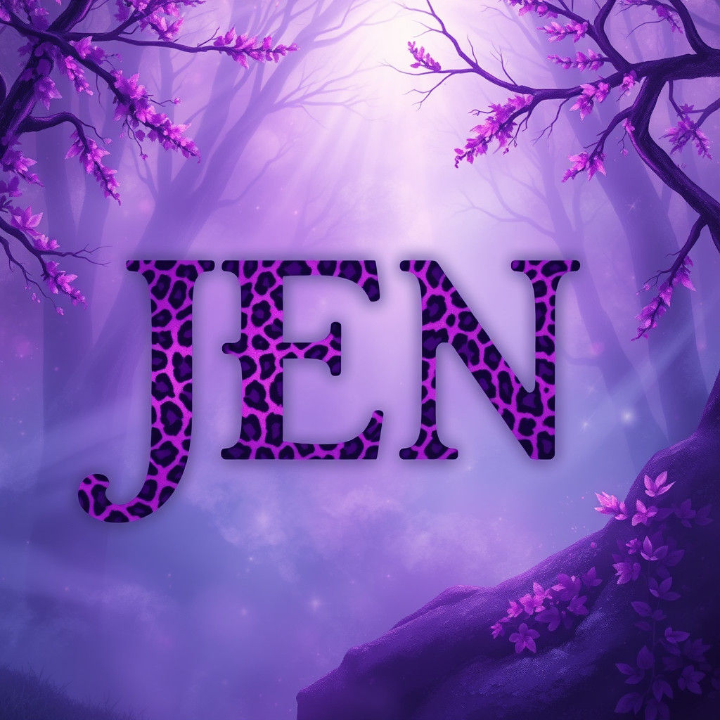Purple Leopard Print Word Art: "JEN"