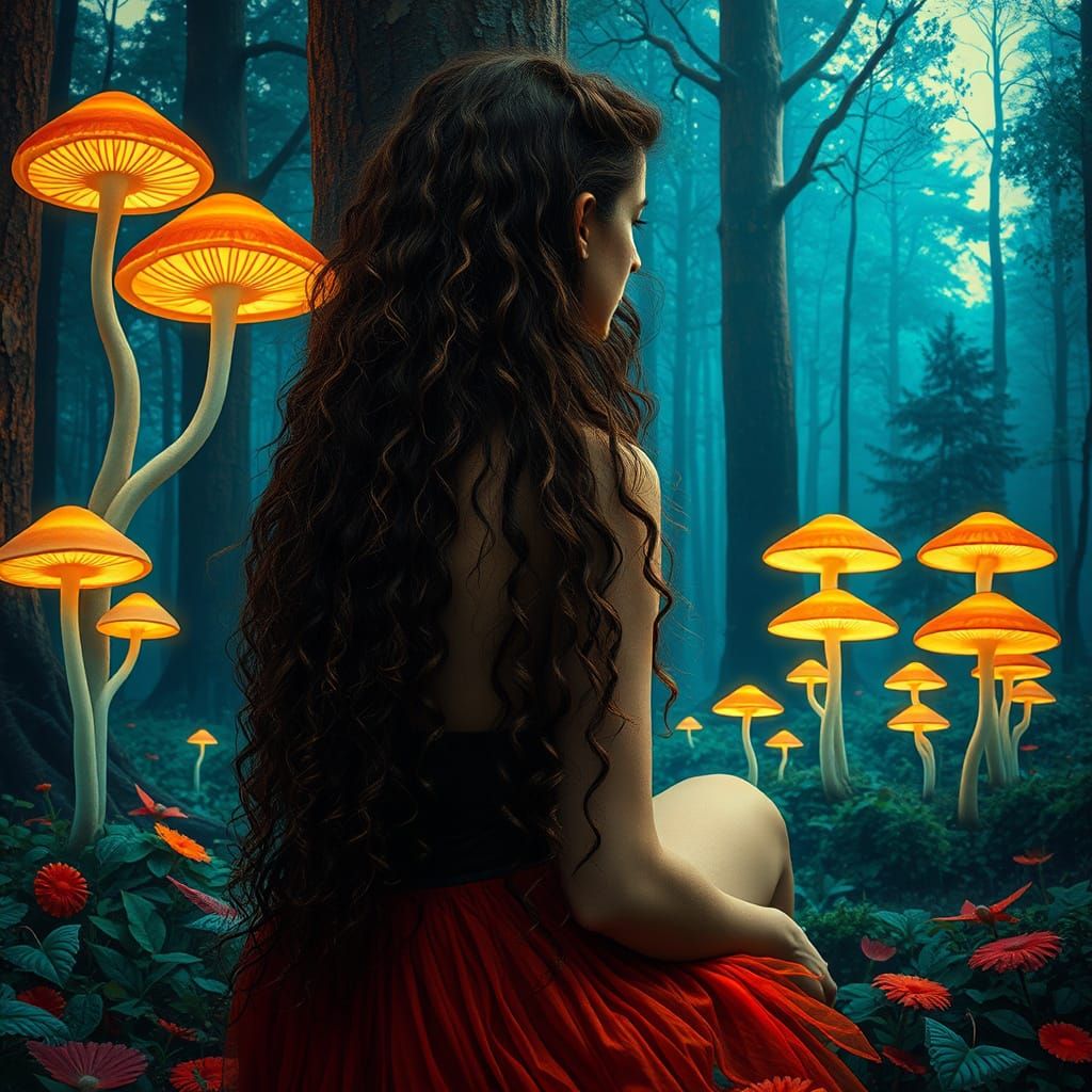 Enchanted Forest Goddess in Soviet Constructivist Style