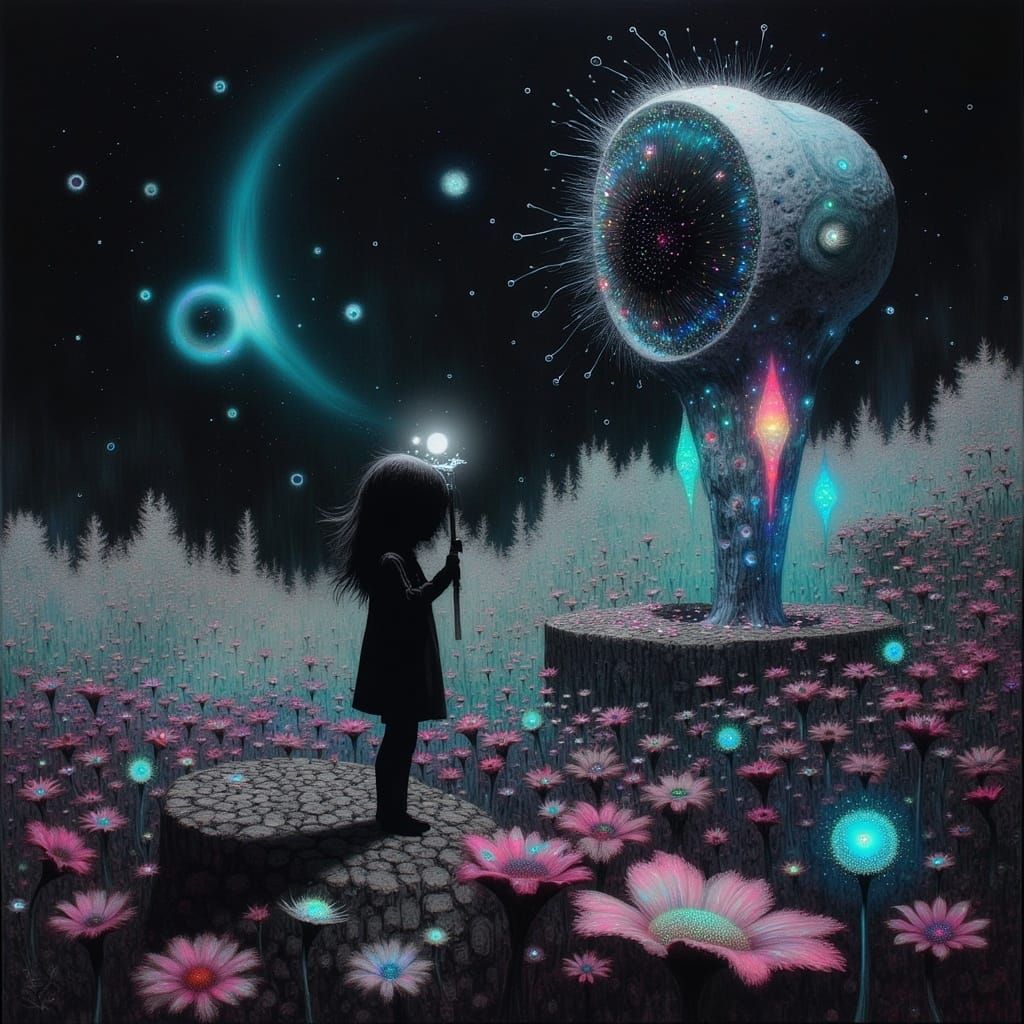 Ethereal Creatures in a Glowing, Otherworldly Biome