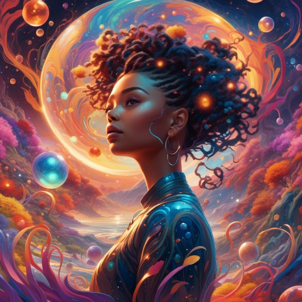 Woman in Dreamscape: Pixar-Inspired Digital Art