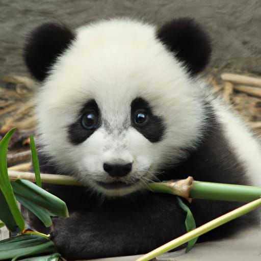 Adorable Panda Cub with Bamboo