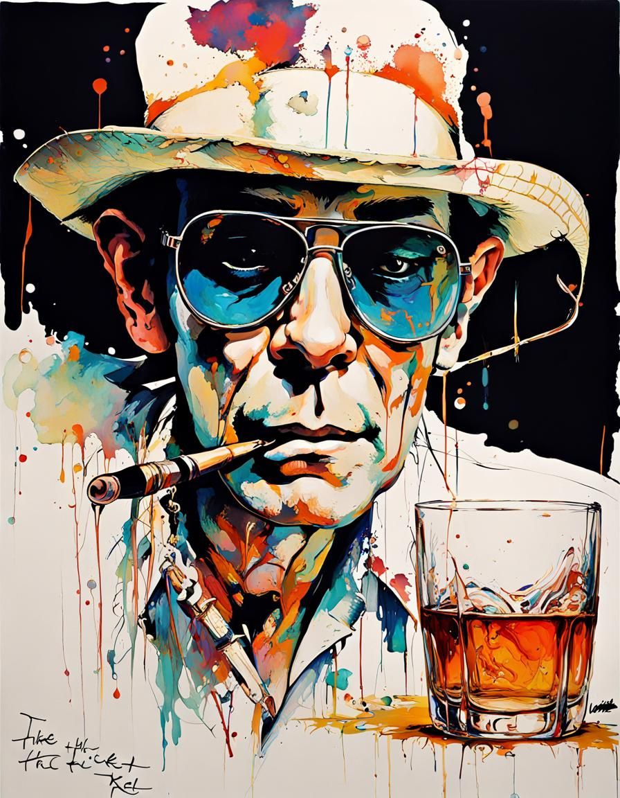 Psychedelic Trip Portrait in Ralph Steadman Style