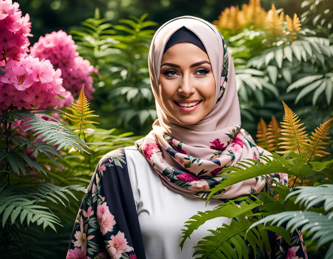 Beautiful Hijabi Woman in Botanic Garden