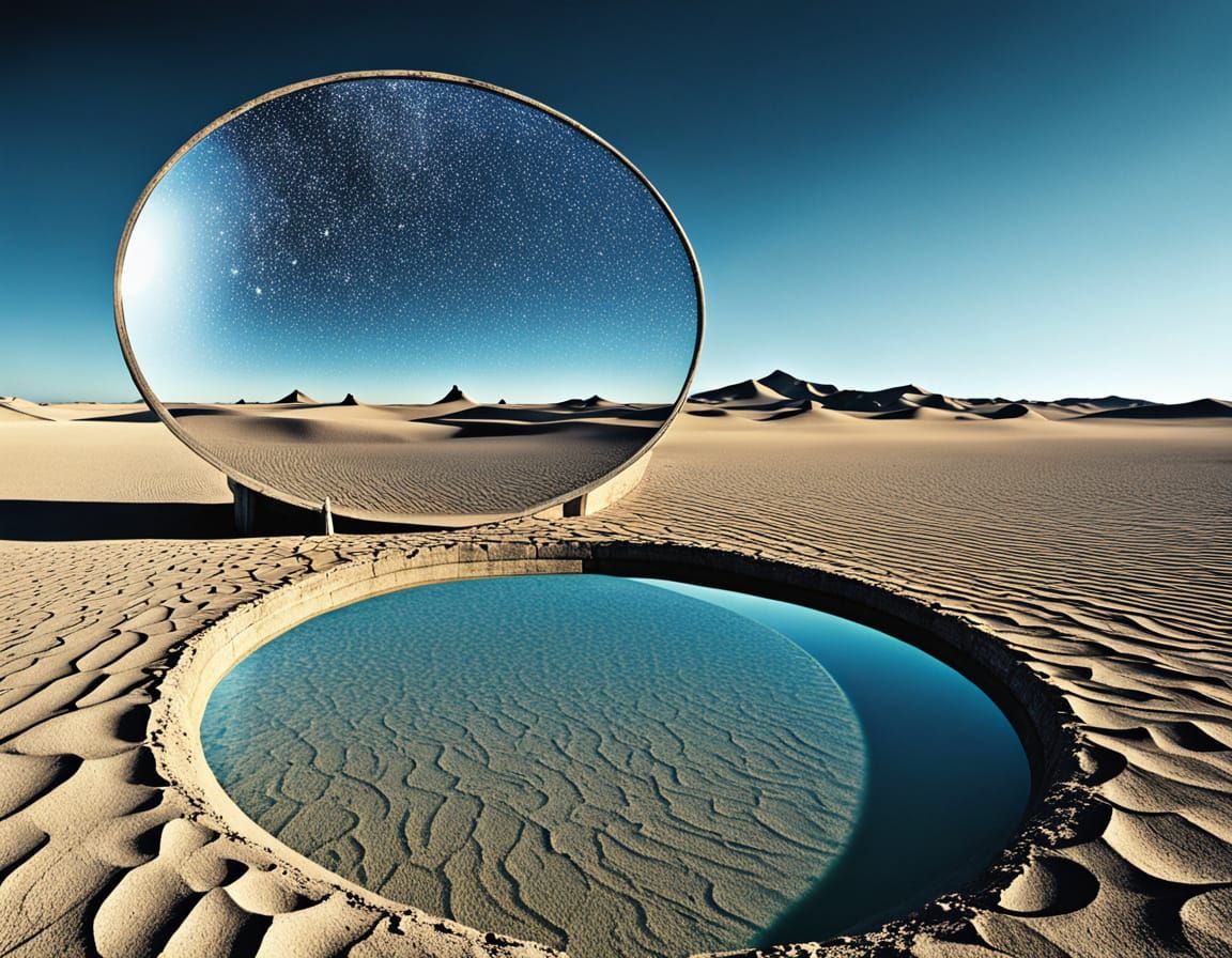 Surreal Desert Mirror Landscape by Salvador Dali