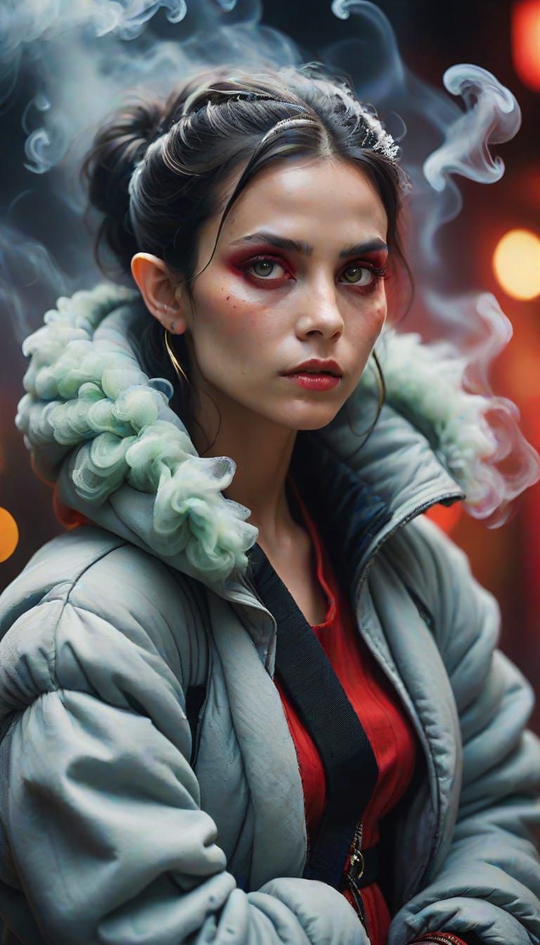 Celestial Demon Diva in Fluffy Balenciaga Coat