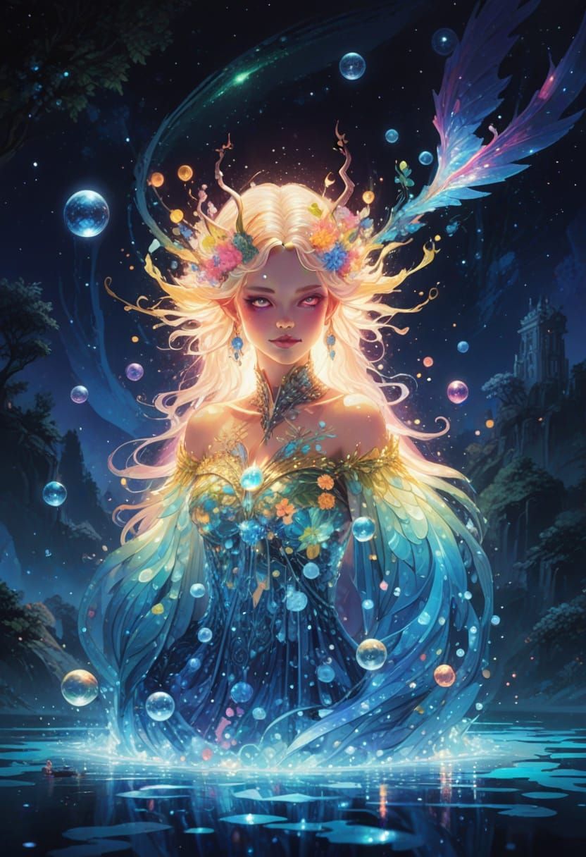 Surreal Fantasy Demon with Wings and Glowing Eyes in Comic B...