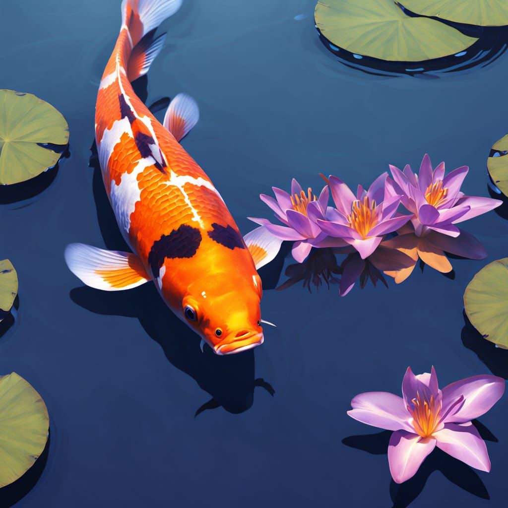 Surreal Koi Fish in Vibrant Ukiyo-e Style