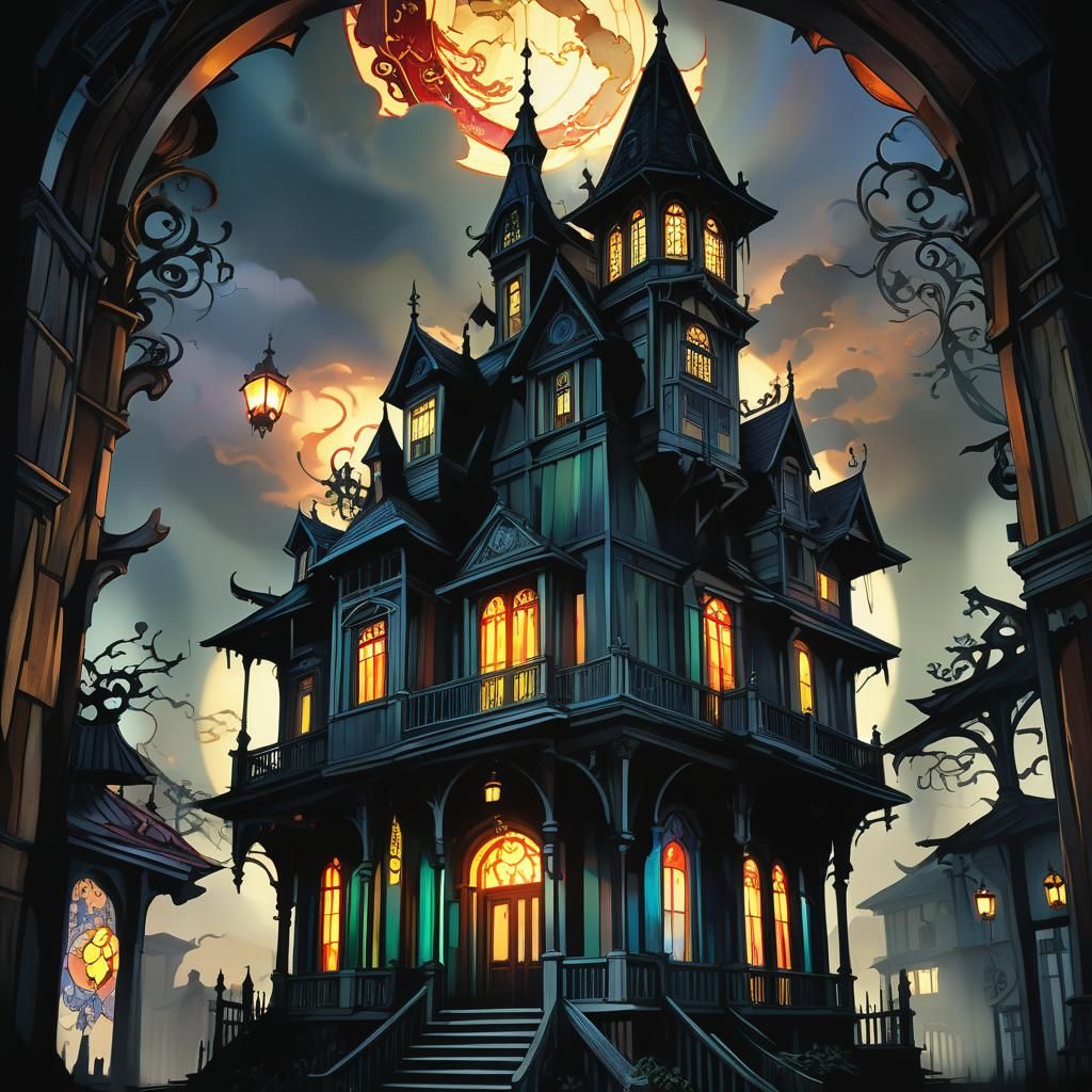 Haunted New Orleans House in Dark Fantasy Style