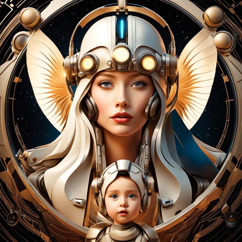 Loving Futuristic Family Portrait
