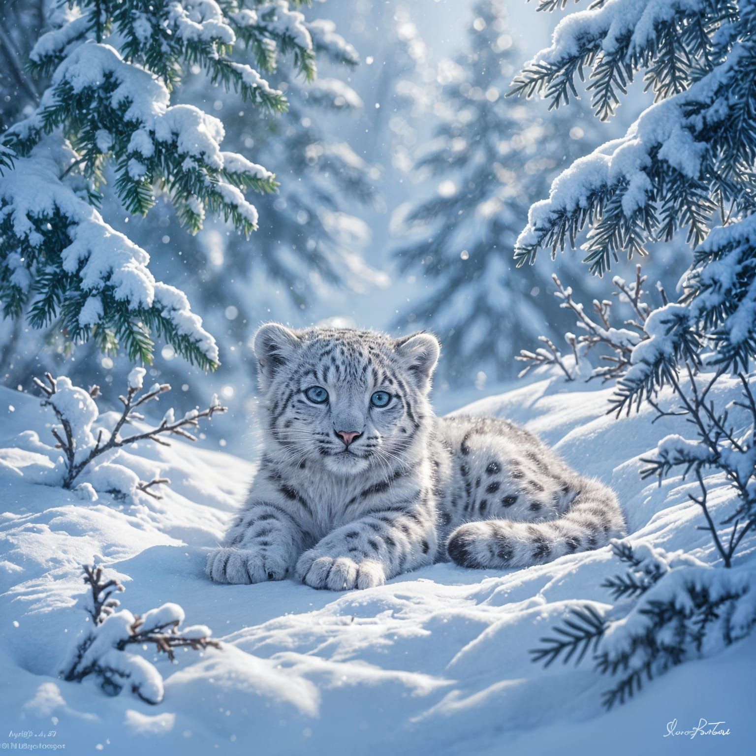Baby Snow Leopard in Snowy Biome