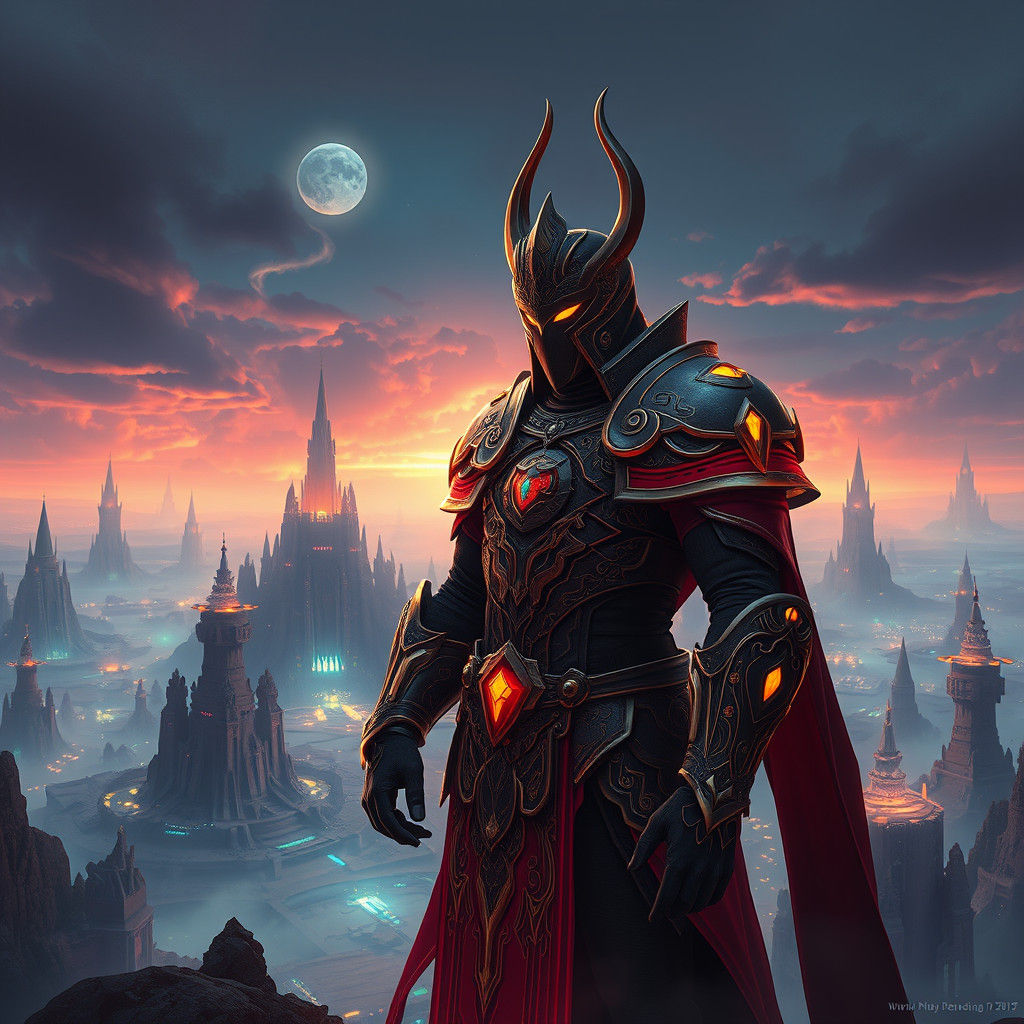 Mystical Warrior in Dreamlike Fantasy Landscape