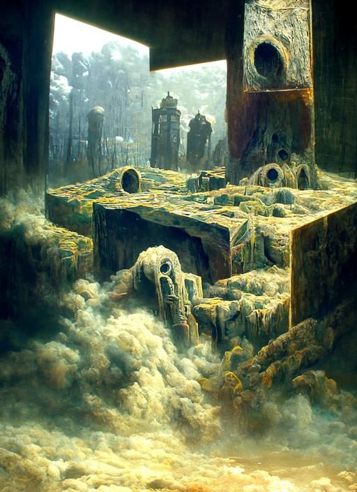 Horrific Cyclopean Ruins in Hyperdetailed Style