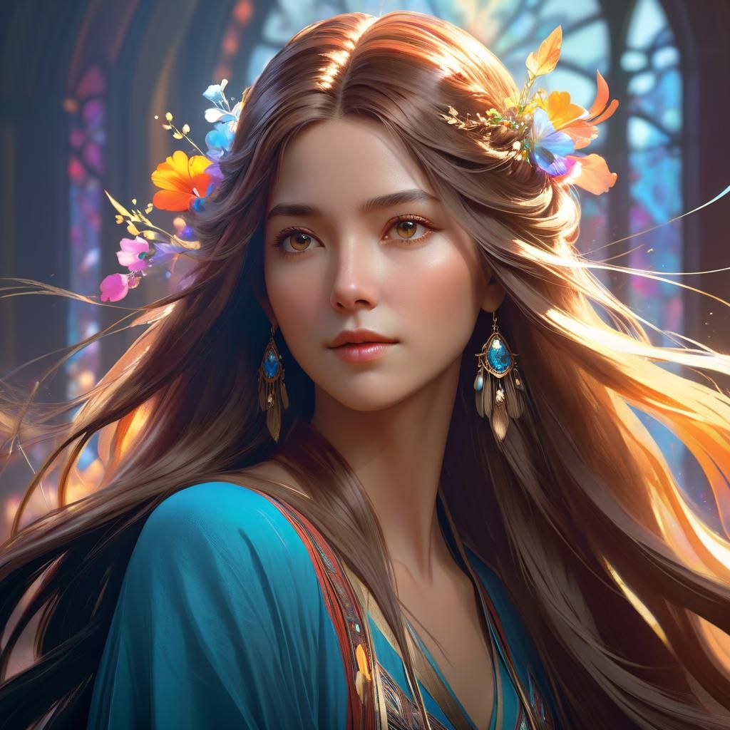 Loving Mother Portrait in Hyperdetailed Style