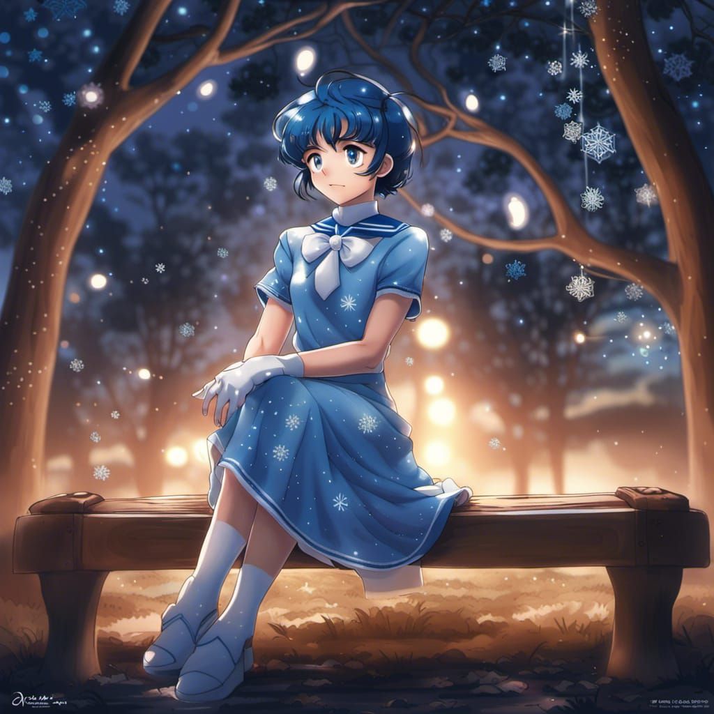 Sailor Mercury in Starry Dress, Anime Style