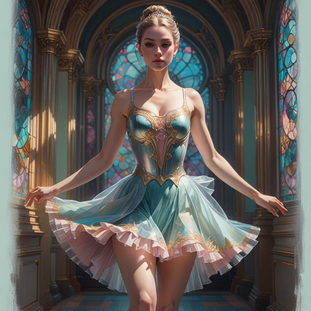 Dreamy Pastel Ballerina Portrait in Vibrant Triadic Colors