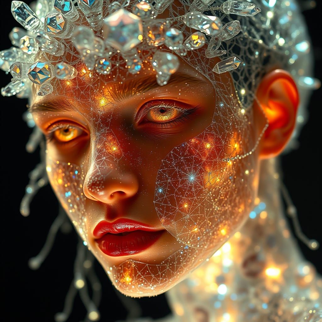 Cosmic Crystal Being in Ethereal Radiance