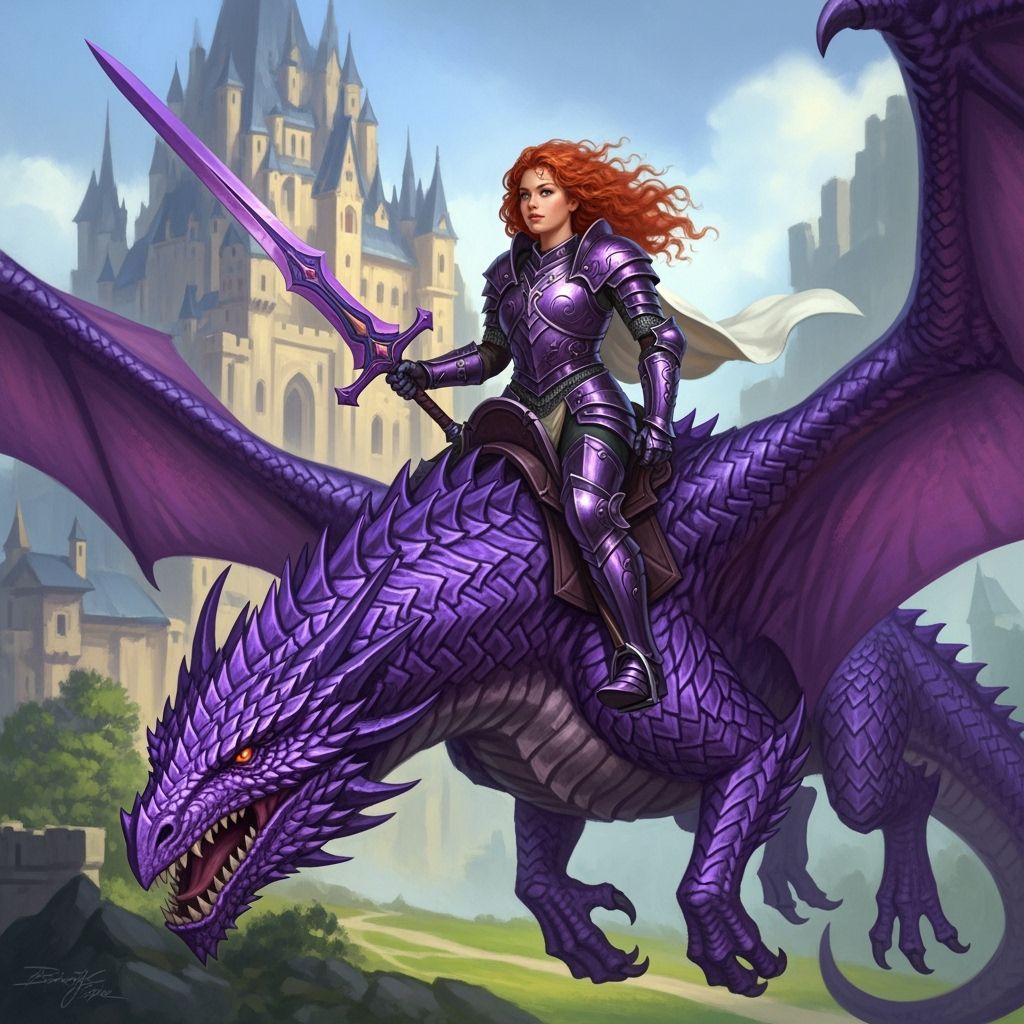 Dragon Rider Warrior in Purple Armor