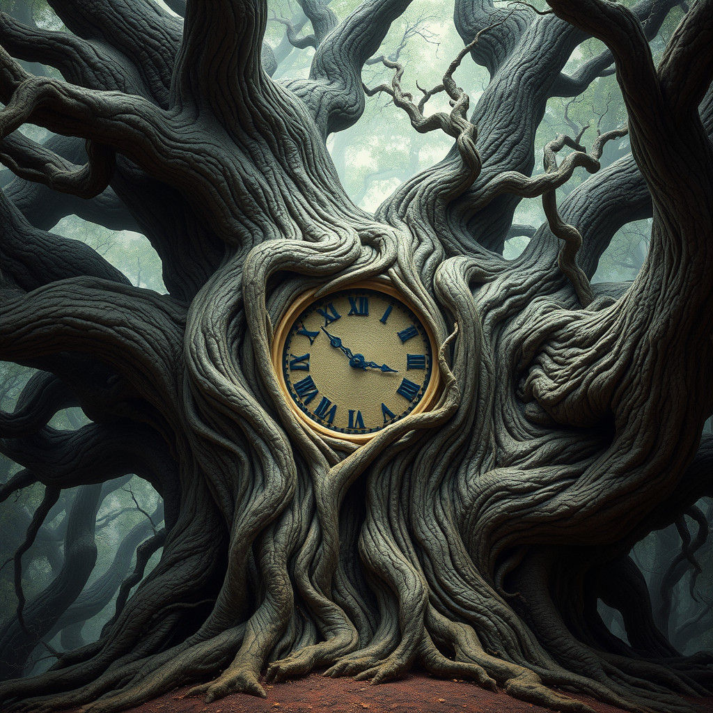 Ancient Tree Clockwork in Surrealistic Style