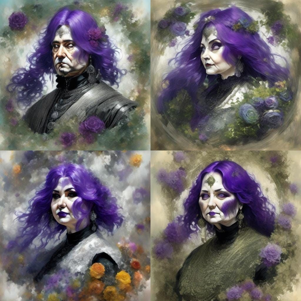 Goth Woman Portrait with Purple Hair