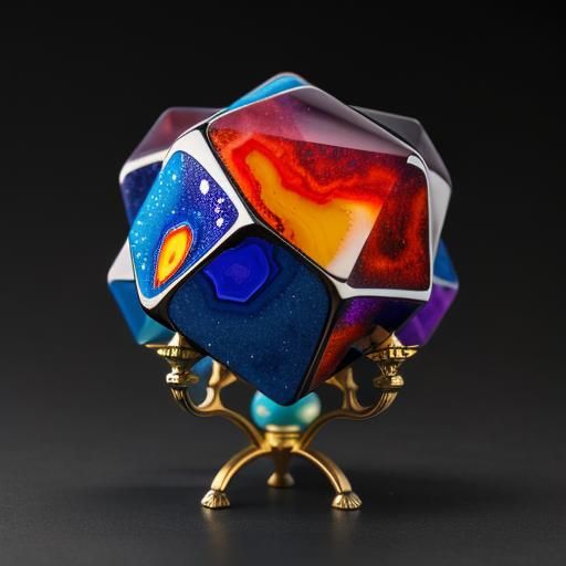 Dodecahedron Figure Crafted from Colorful Agate