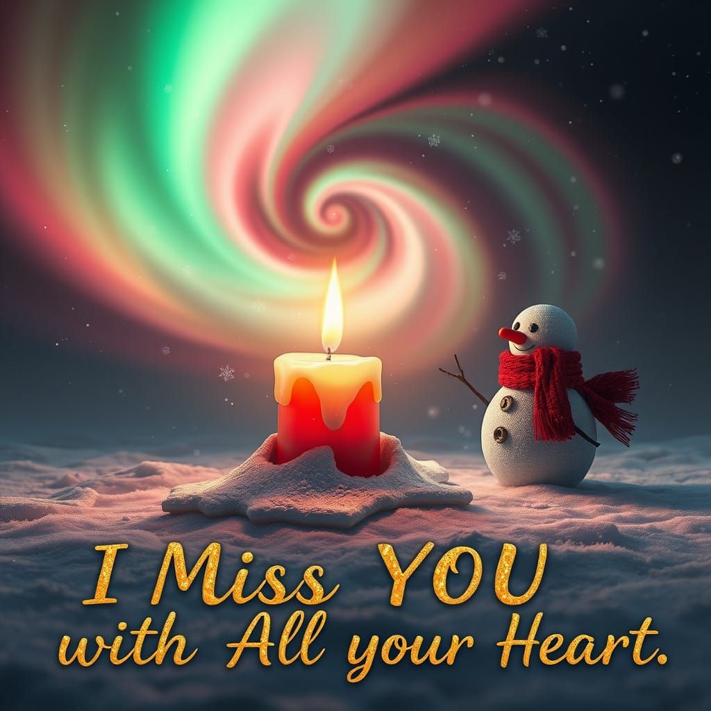 Ethereal Candle Scene in Whimsical Winter Wonderland