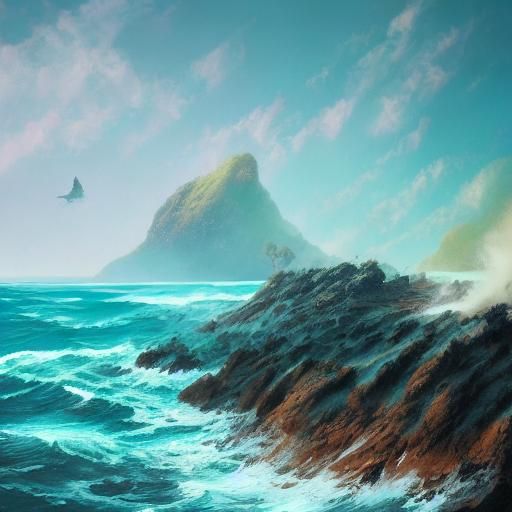 Whales Leap at Samana Peninsula: Digital Matte Painting