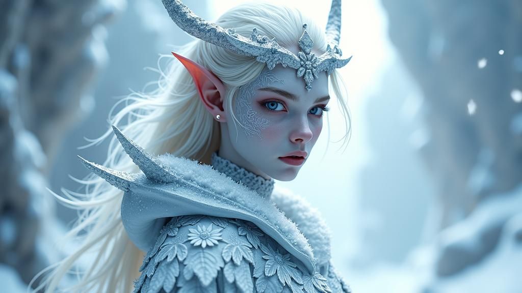 Icy Demon Queen in High-Contrast Anime Style