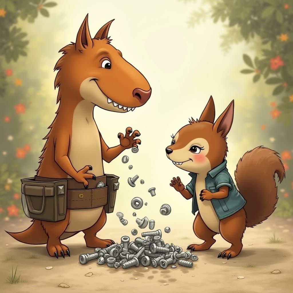 Squirrel Scrambles for Falling Nuts and Bolts