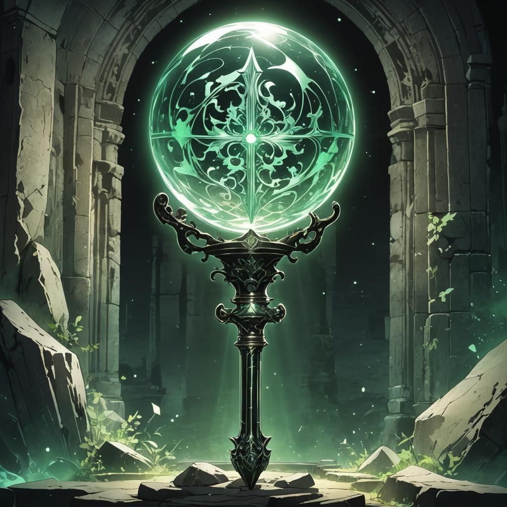 Anime Orb and Scepter in Ancient Tomb