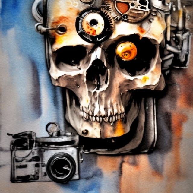 Skull Camera: Steampunk Concept Art in Mixed Media