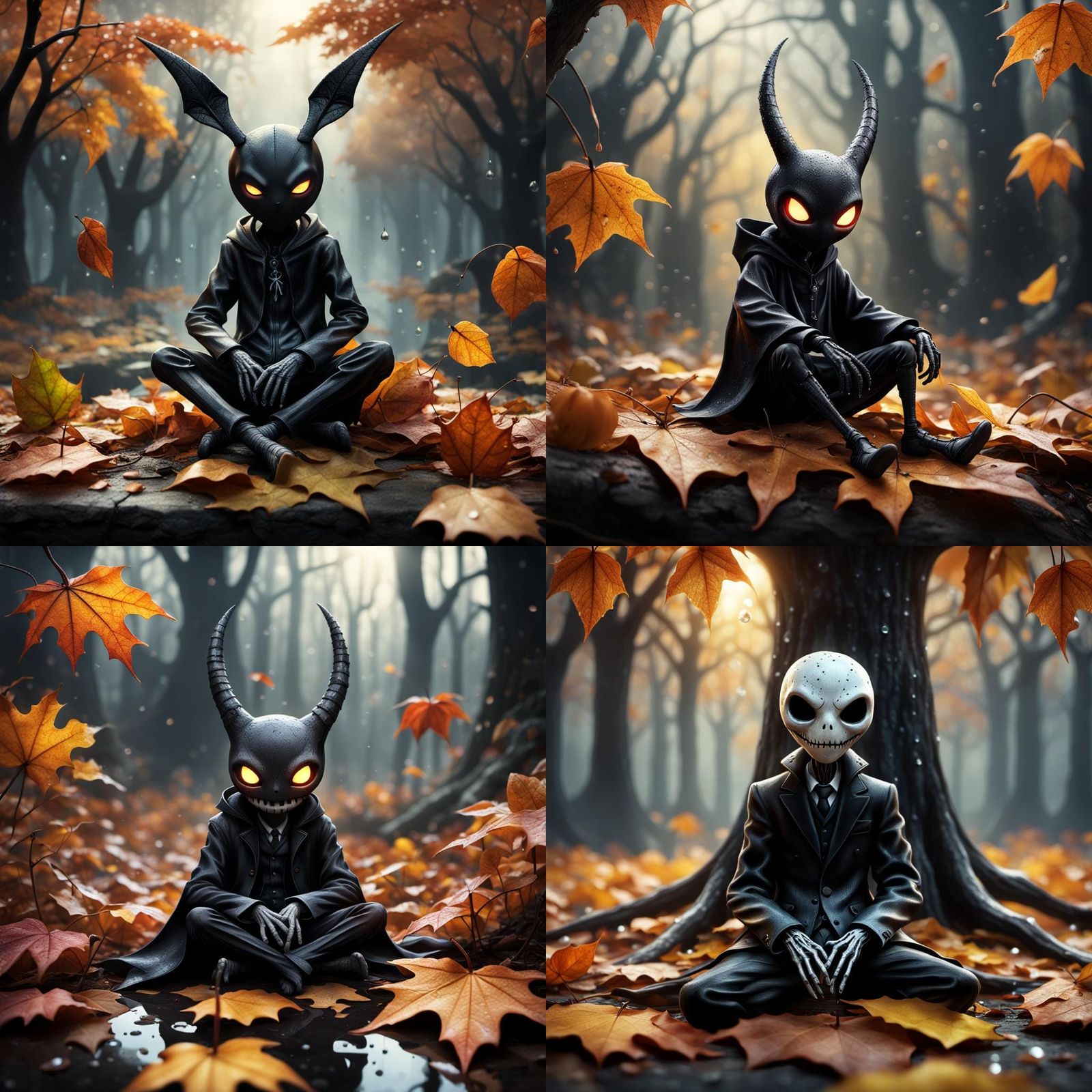 Mimikyu on Autumn Leaf: Detailed Matte Painting
