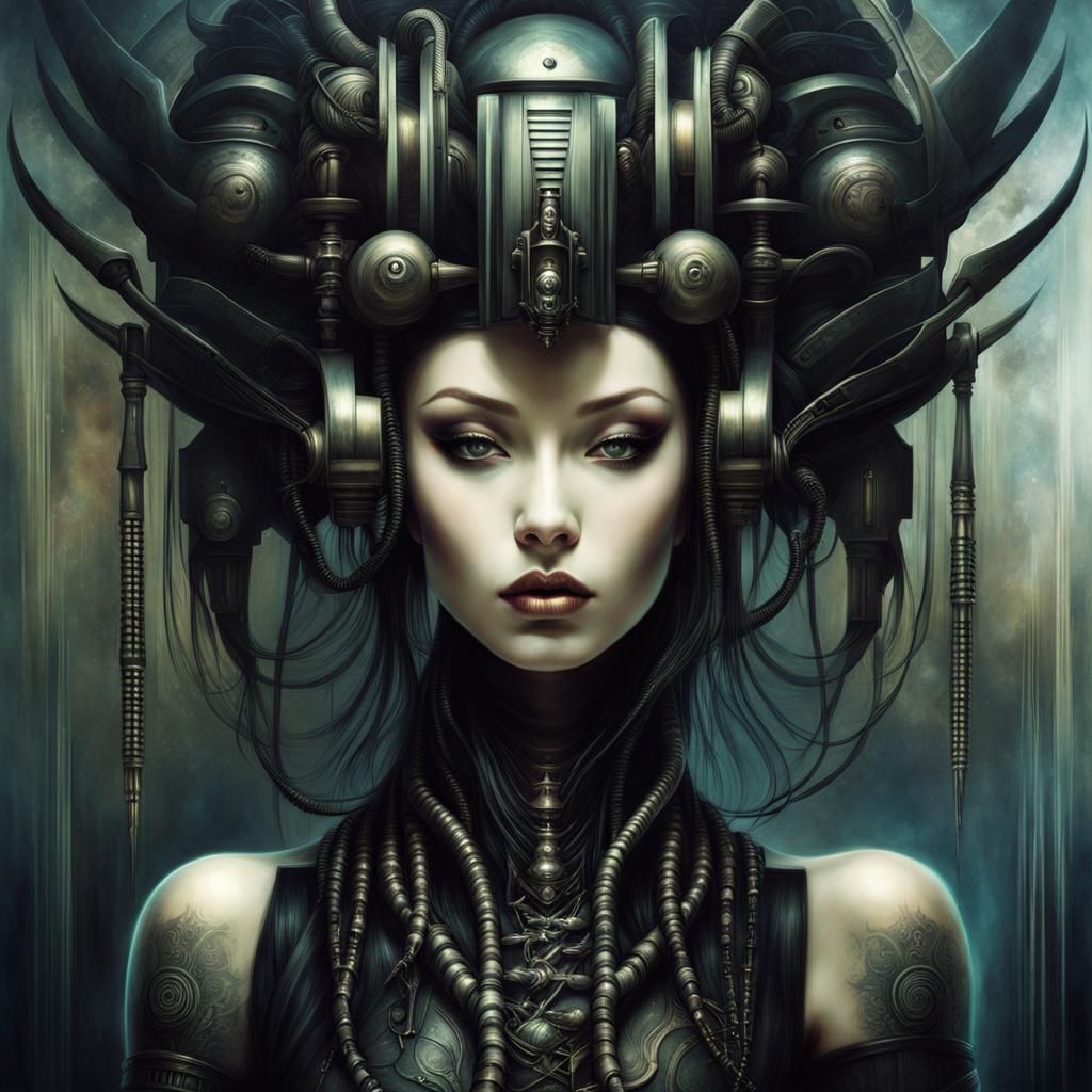 Cyberpunk Geisha: Biomechanical Goth Art
