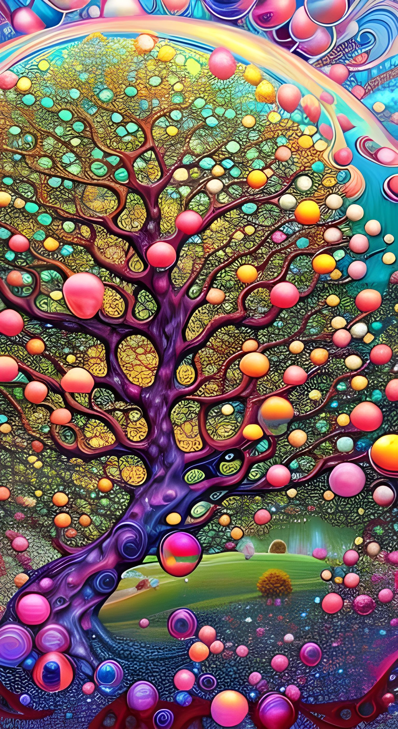Bubblecore Fantasy Bubble Tree in Hyperdetailed Digital Art