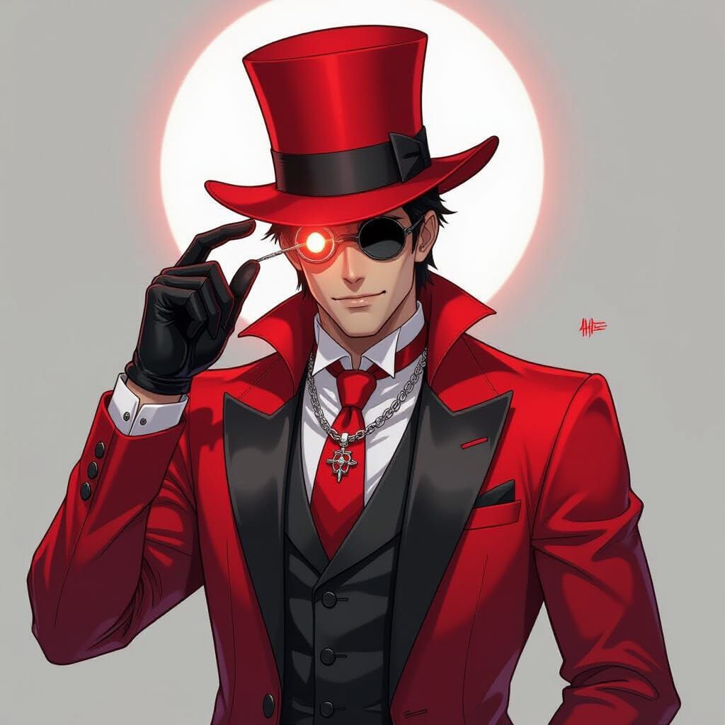 Red Lantern Inspired Character in Anime Style