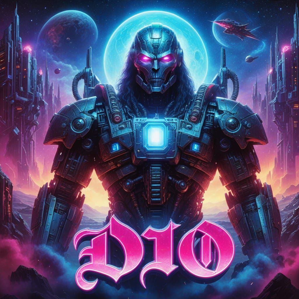 Cyberpunk Space Art: Dio Robot in Neon Letters