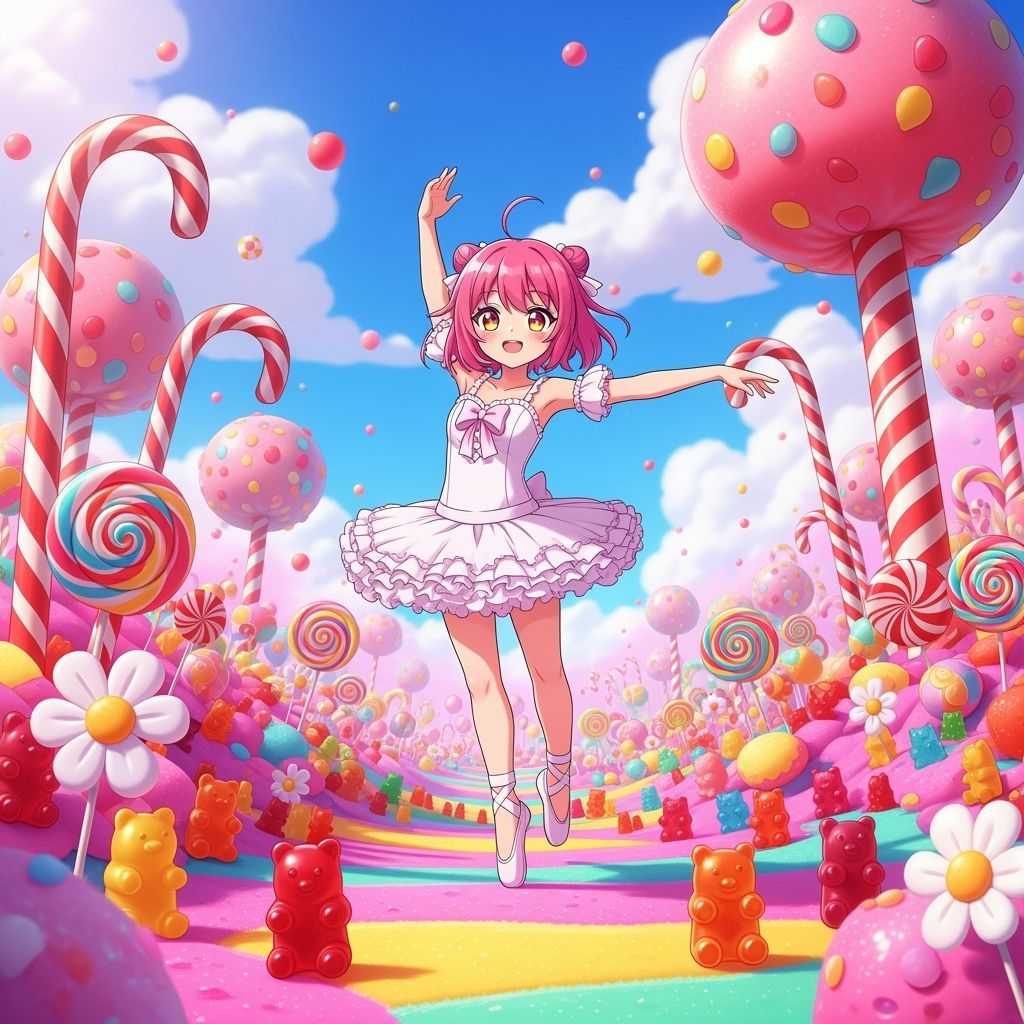 Anime Girl in Candy Wonderland: Cel-Shaded Manga Style