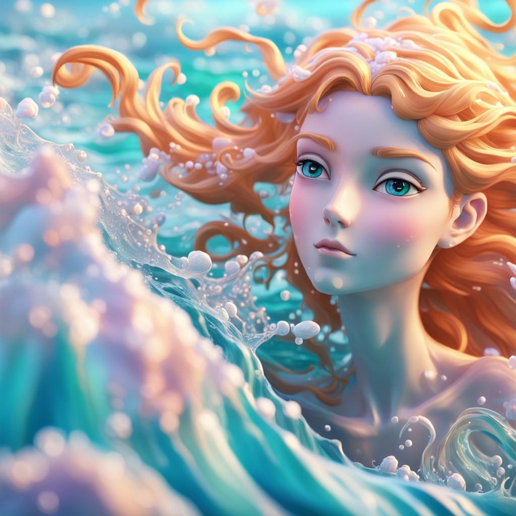 Modern Aphrodite Rising: 3D Anime Art