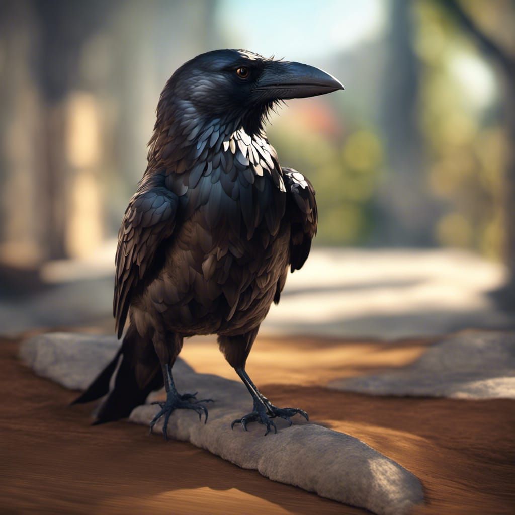 Hyperrealistic Crow Figurine Lit from Within
