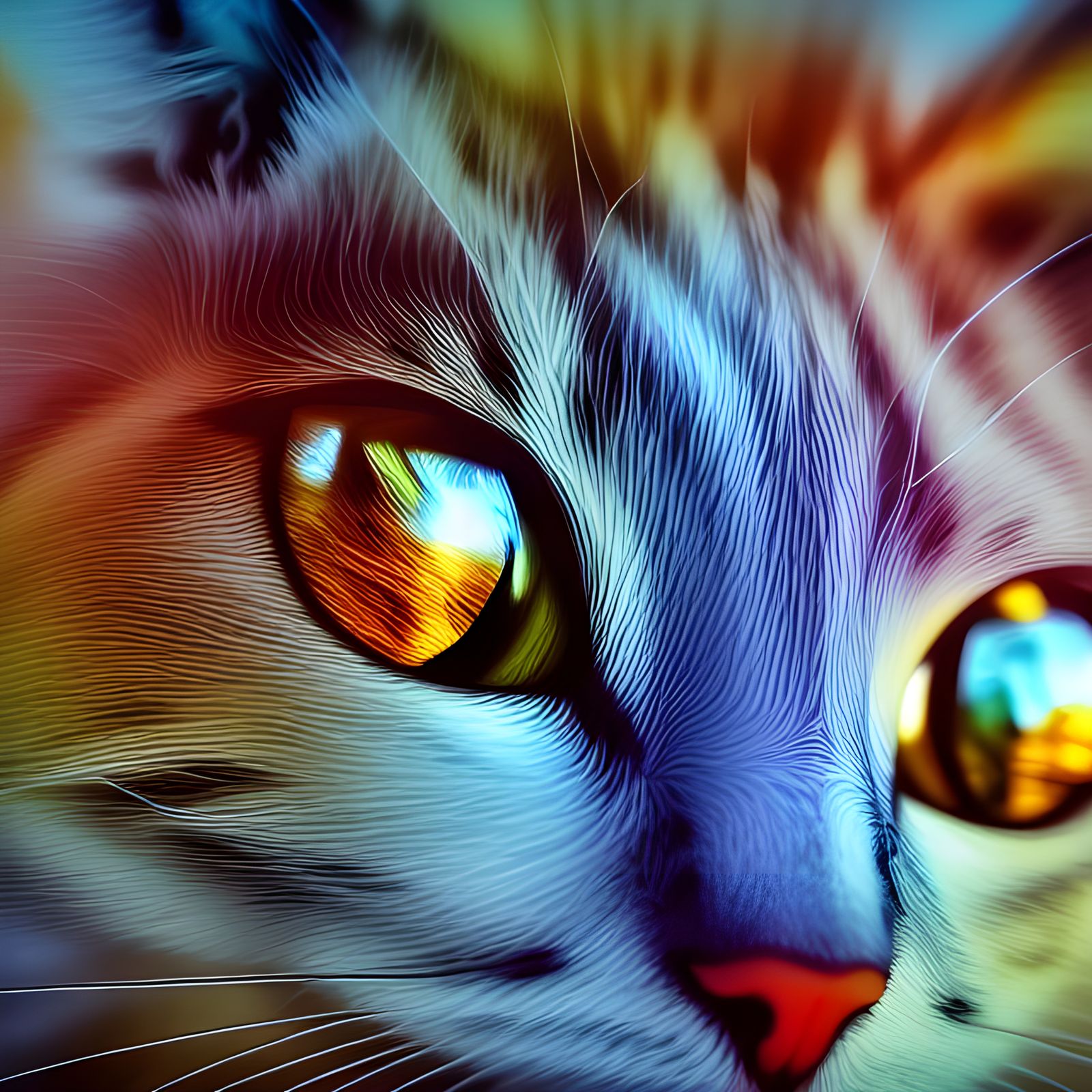 Photorealistic Glass Cat Portrait in Crystalline Style