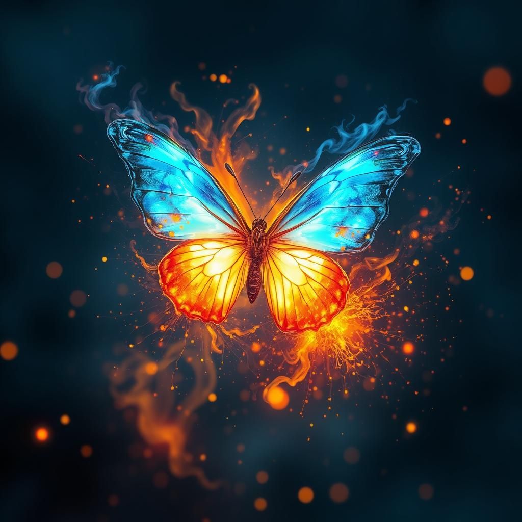 Fiery Butterfly: Fantasy Art in Digital Painting Style