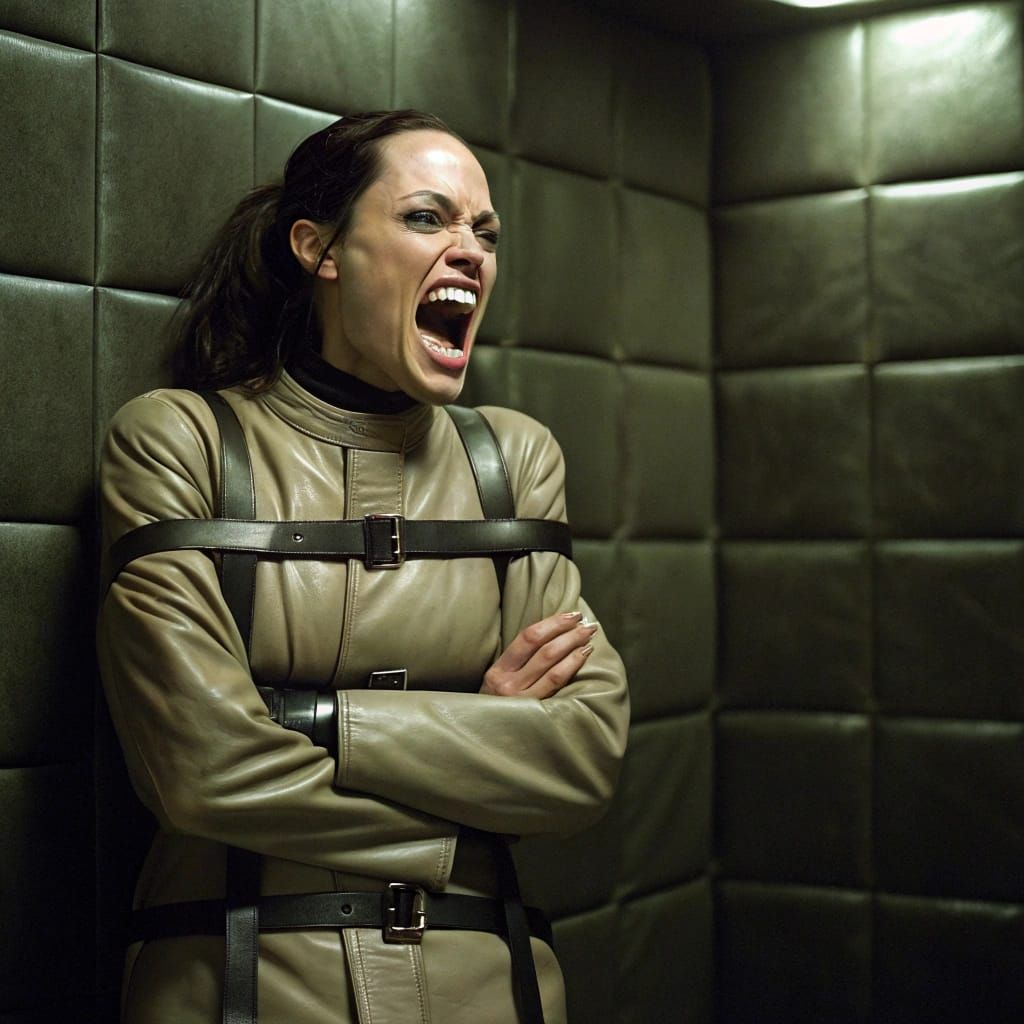 Surreal Portrayal of Isolated Angelina Jolie in a Madhouse