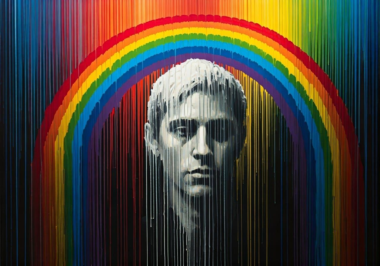 ICRC Work Illustrated as Melded Rainbow Painting