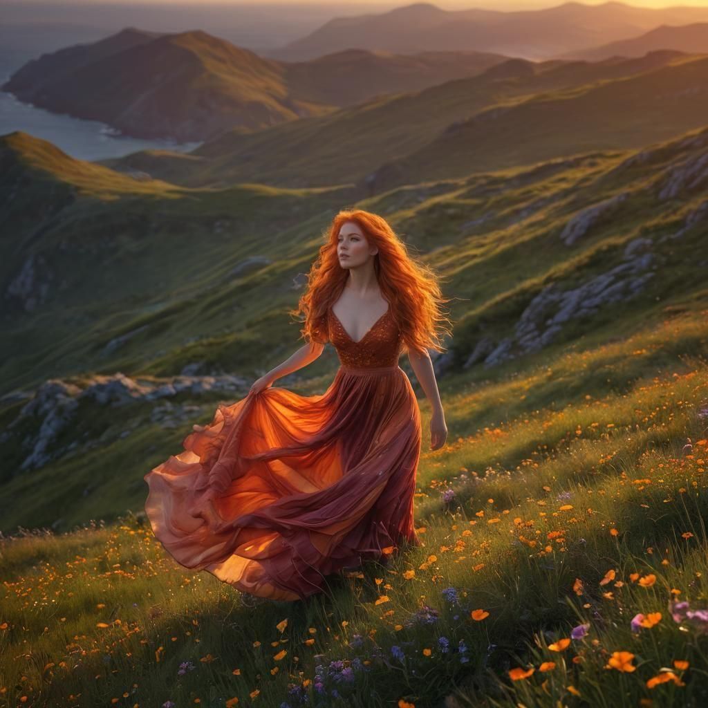 Serene Redhead at Sunset, Fantasy Realism