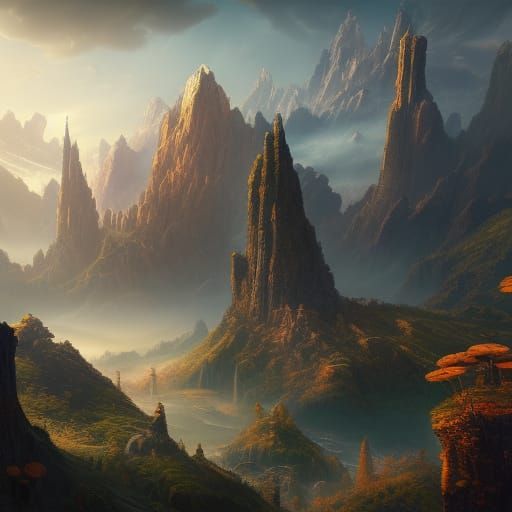 Fantastical Matte Painting with Deep Color and Intricate Det...