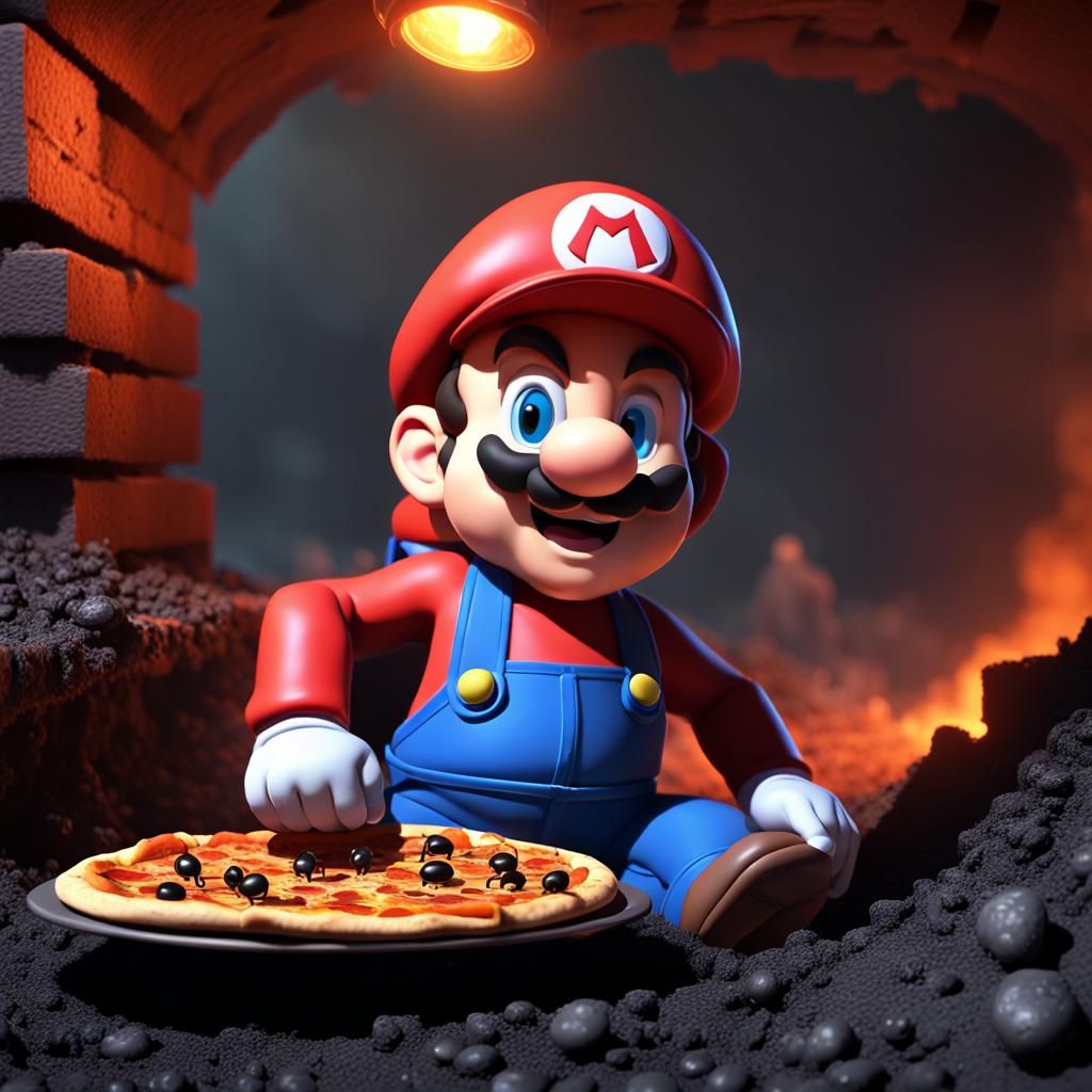 Baby Mario in Coal Mine: Pixar-Style 3D Art