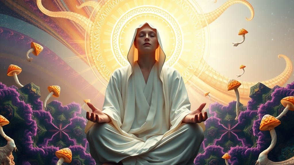 Surreal Digital Art of Spiritual Ascension in Pure White Lig...