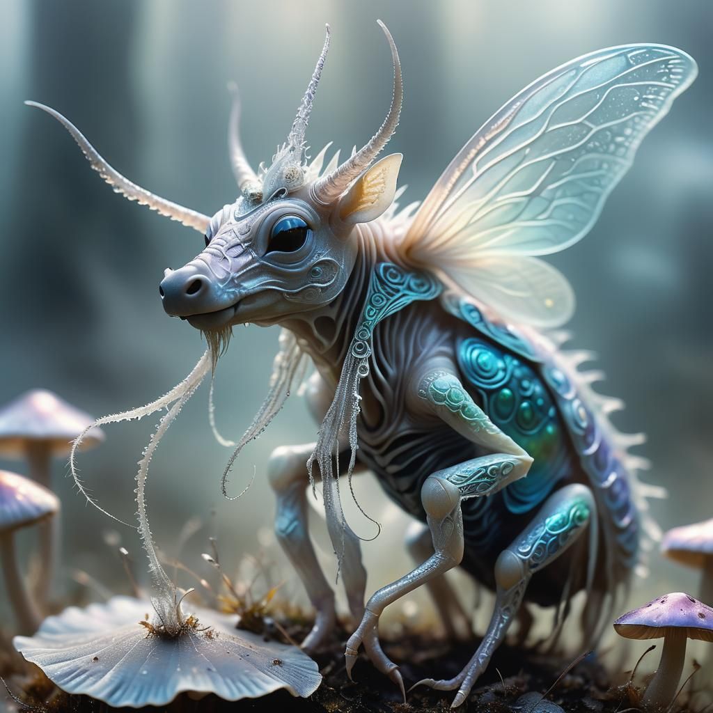 Surreal Alien Warthog on Mushroom, in Fauvist Style