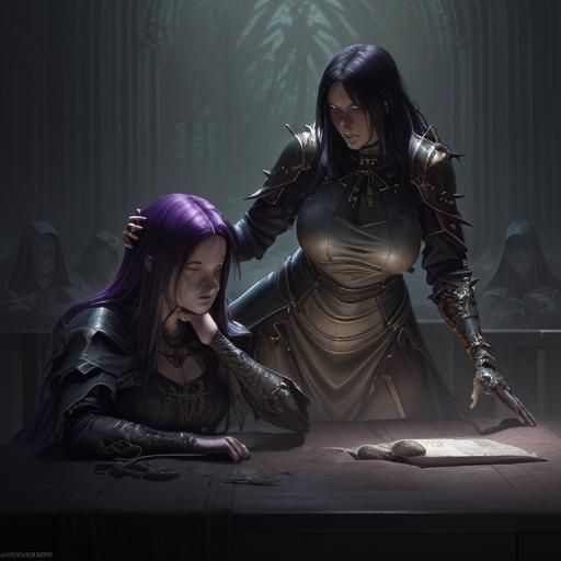 Dark Fantasy Spanking Scene in Art Nouveau Style