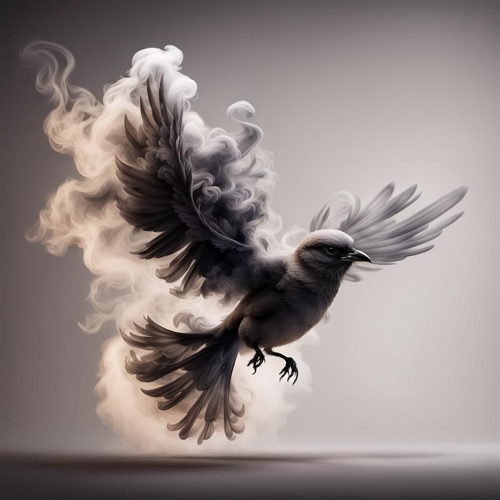 Ethereal Smoke Avian in Flight
