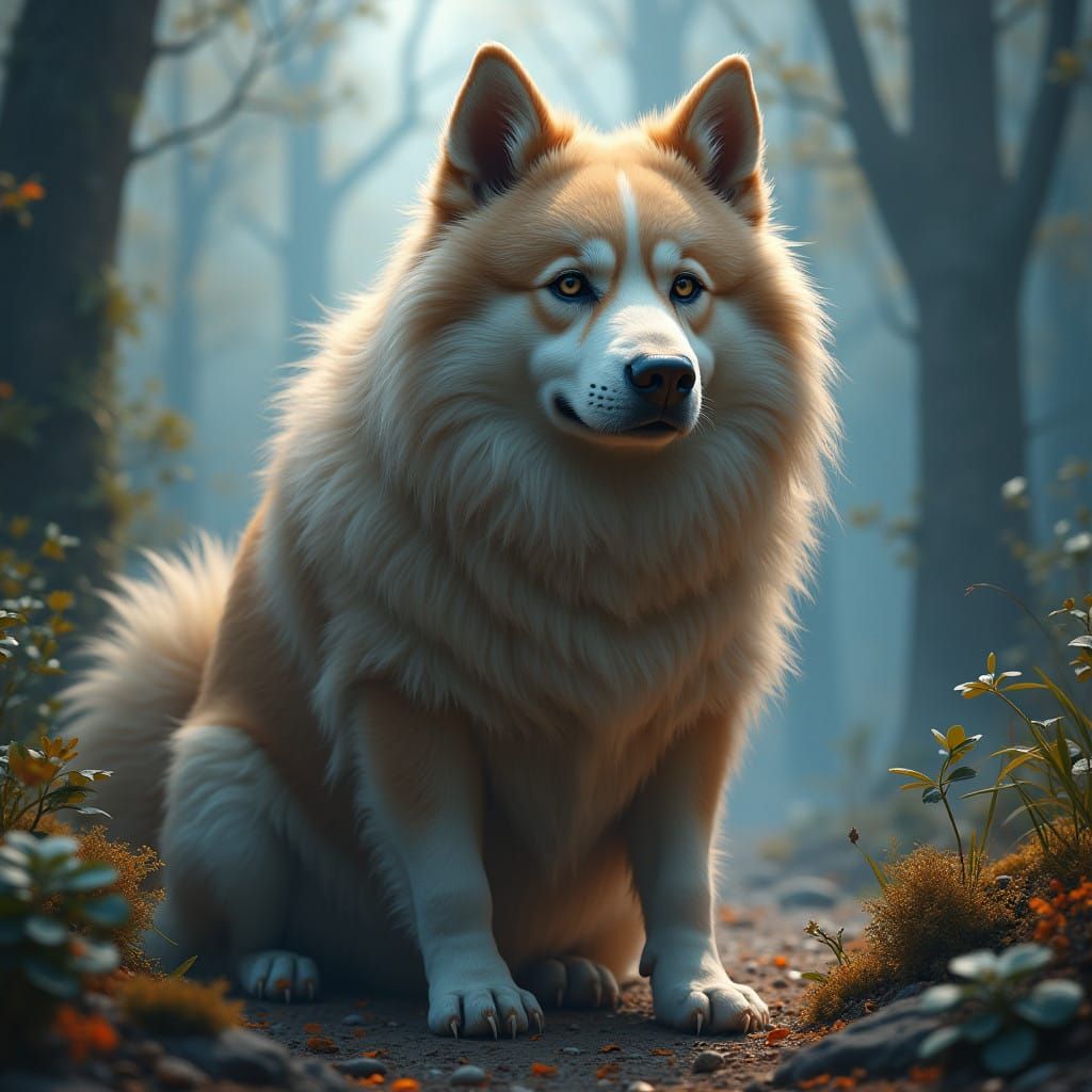 Regal Canine in Dreamlike Landscape